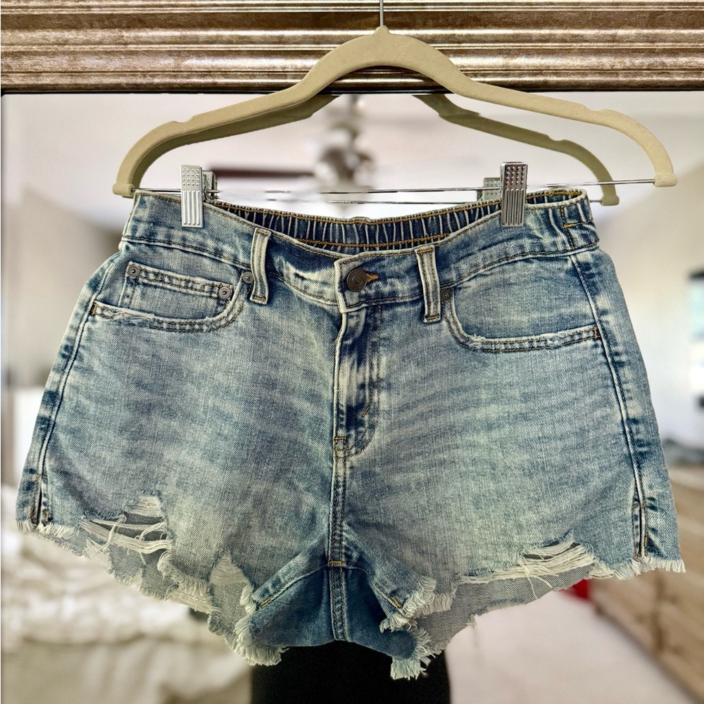 Aerie Blue Jean Shorts Distressed Cut-Off Style